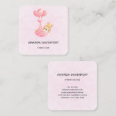 Cute Baby Bunny in een hartenbak Vierkante Visitekaartje (Voorkant / Achterkant)