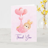 Cute Baby Bunny in een hartenband Dank je wel Kaart (Gele Bloem)