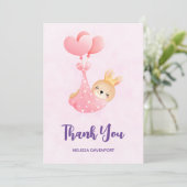 Cute Baby Bunny in een hartenband Hartelijk dank Bedankkaart (Staand voorkant)