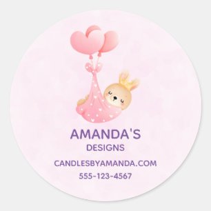 Cute Baby Bunny in een Heart Blanket Business Ronde Sticker