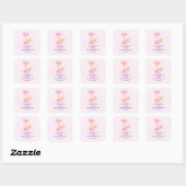 Cute Baby Bunny in een Heart Blanket Business Vierkante Sticker (Vel)