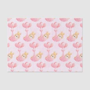 Cute Baby Bunny in een Heart Blanket Pattern Tissuepapier