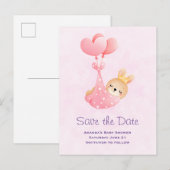 Cute Baby Bunny in een Heart Blanket Save the Date Uitnodiging Briefkaart (Voorkant / Achterkant)