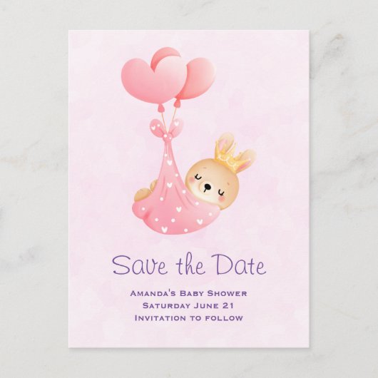 Cute Baby Bunny in een Heart Blanket Save the Date Uitnodiging Briefkaart (Voorkant)