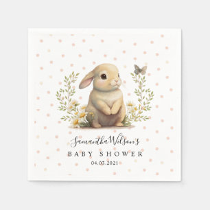 Cute Baby Bunny met Butterfly Baby shower Napkins Servet