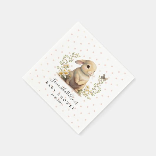 Cute Baby Bunny met Butterfly Baby shower Napkins Servet (Hoek)