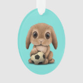 Cute Baby Bunny met Football Voetbal Ornament (voorkant)