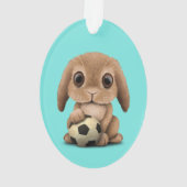 Cute Baby Bunny met Football Voetbal Ornament (achterkant)