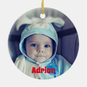 Cute Baby Bunny Mijn eerste kerstfoto Keramisch Ornament (Achterkant)