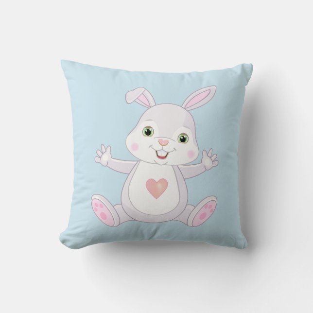 Cute Baby Bunny on Light Blue Kussen (Voorkant)