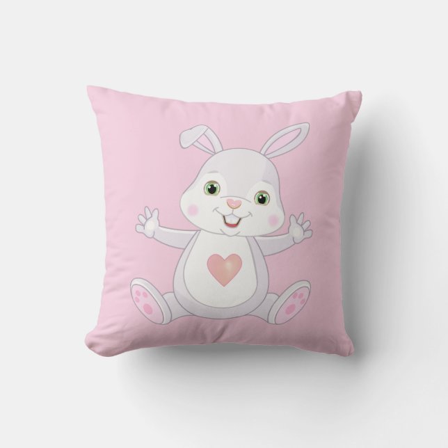 Cute Baby Bunny on Light Roze Sierkussen (Voorkant)