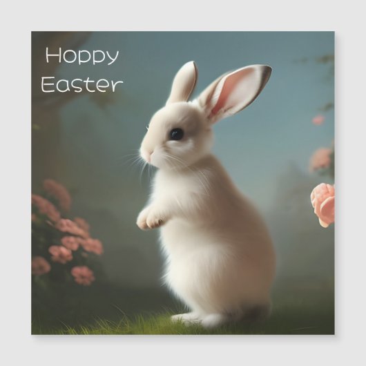Cute Baby Bunny Portrait Easter Magnet Kaart (Voorkant)