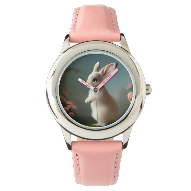 Cute Baby Bunny Portrait Horloge (Voorkant)