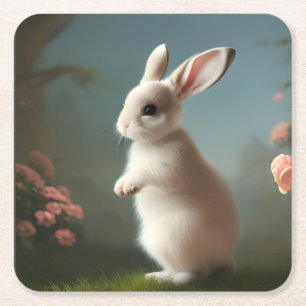 Cute Baby Bunny Portrait Kartonnen Onderzetters