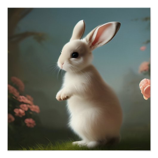 Cute Baby Bunny Portrait Perfect Poster (Voorkant)
