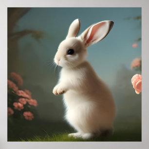 Cute Baby Bunny Portrait Poster