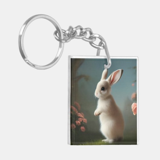 Cute Baby Bunny Portrait Sleutelhanger (Voorkant Links)