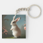 Cute Baby Bunny Portrait Sleutelhanger (Achterkant)
