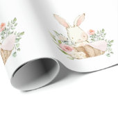 Cute Baby Bunny Rabbit Baby shower Cadeaupapier (Rol Hoek)