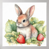 Cute Baby Bunny Rabbit Waterverf Poster (Voorkant)