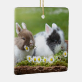 Cute Baby Bunny Rabbits with Flowers Keramisch Ornament (Rechts)