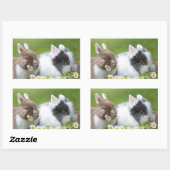 Cute Baby Bunny Rabbits with Flowers Rechthoekige Sticker (Vel)
