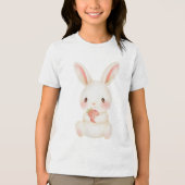 Cute Baby Bunny with Strawberry Illustration Tri-Blend Shirt (Voorkant)