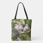 Cute Baby Bushtit Songbird in de perenboom Tote Bag (Achterkant)