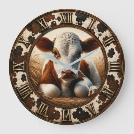 Cute Baby Calf Rustic Farmhouse Grote Klok