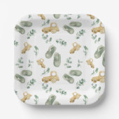 Cute Baby Cars And Shoes Newborn Babyshower Plate Papieren Bordje (Voorkant)