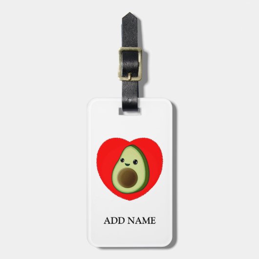 Cute Baby Cartoon Avocado in Red Heart Bagagelabel (Voorkant verticaal)
