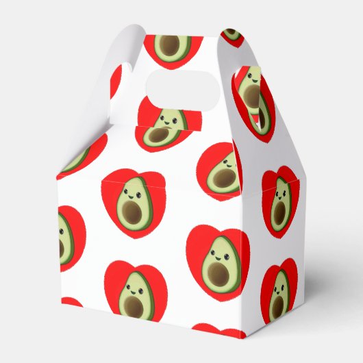 Cute Baby Cartoon Avocado in Red Heart Bedankdoosjes (Voorkant Zijde)