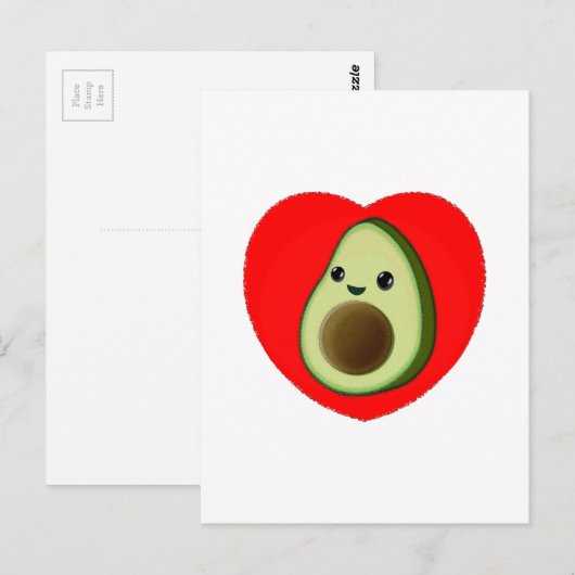 Cute Baby Cartoon Avocado in Red Heart Briefkaart (Voorkant / Achterkant)