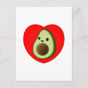 Cute Baby Cartoon Avocado in Red Heart Briefkaart
