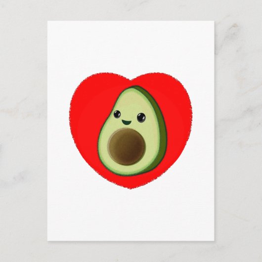 Cute Baby Cartoon Avocado in Red Heart Briefkaart (Voorkant)