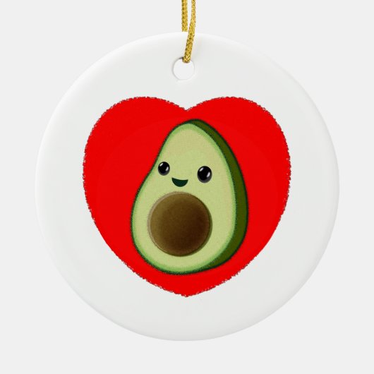 Cute Baby Cartoon Avocado in Red Heart Keramisch Ornament (Voorkant)