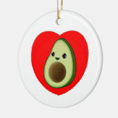 Cute Baby Cartoon Avocado in Red Heart Keramisch Ornament (Links)