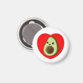 Cute Baby Cartoon Avocado in Red Heart Magneet (Voorkant / Achterkant)