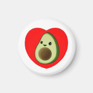 Cute Baby Cartoon Avocado in Red Heart Magneet