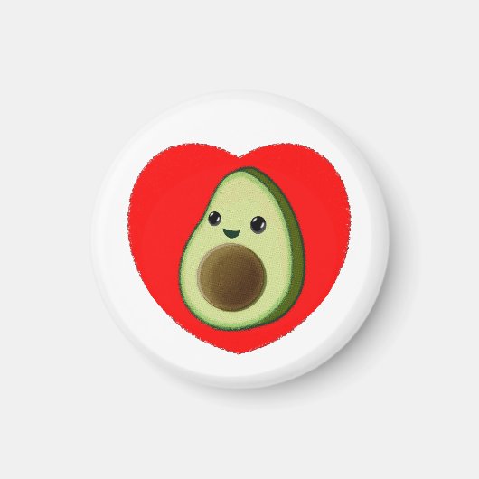 Cute Baby Cartoon Avocado in Red Heart Magneet (Voorkant)