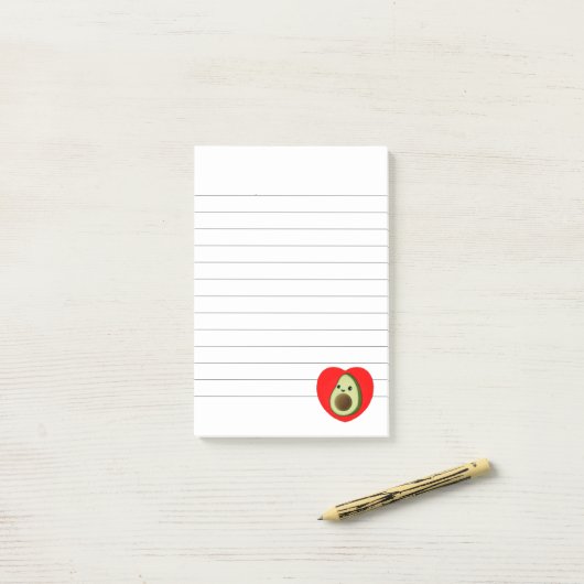 Cute Baby Cartoon Avocado in Red Heart Post-it® Notes (Op bureau)