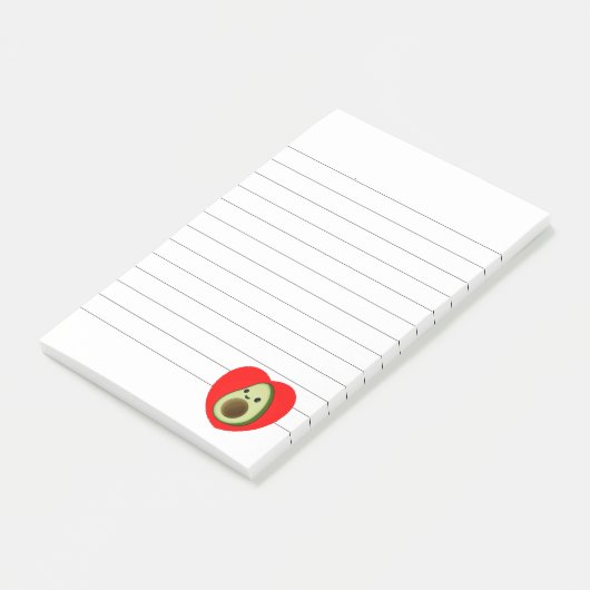 Cute Baby Cartoon Avocado in Red Heart Post-it® Notes (Schuin)