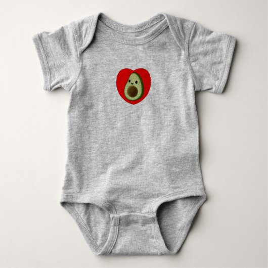 Cute Baby Cartoon Avocado in Red Heart Romper (Voorkant)