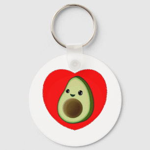 Cute Baby Cartoon Avocado in Red Heart Sleutelhanger