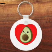 Cute Baby Cartoon Avocado in Red Heart Sleutelhanger (Voorkant)