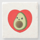 Cute Baby Cartoon Avocado in Red Heart Stenen Onderzetter (Voorkant)