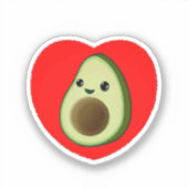 Cute Baby Cartoon Avocado in Red Heart Sticker (Voorkant)