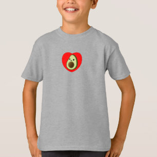 Cute Baby Cartoon Avocado in Red Heart T-shirt
