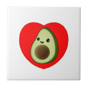 Cute Baby Cartoon Avocado in Red Heart Tegeltje