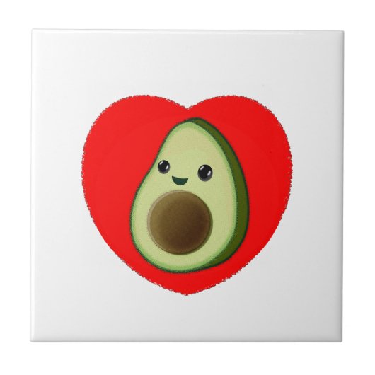 Cute Baby Cartoon Avocado in Red Heart Tegeltje (Voorkant)